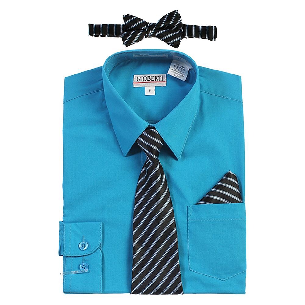 Детская классическая рубашка с длинными рукавами Gioberti + галстук в полоску, галстук-бабочка и носовой платок, цвет Turquoise B
Детская классическая рубашка с длинными рукавами Gioberti + галстук в полоску, галстук-бабочка и носовой платок, цвет Turquoise B
