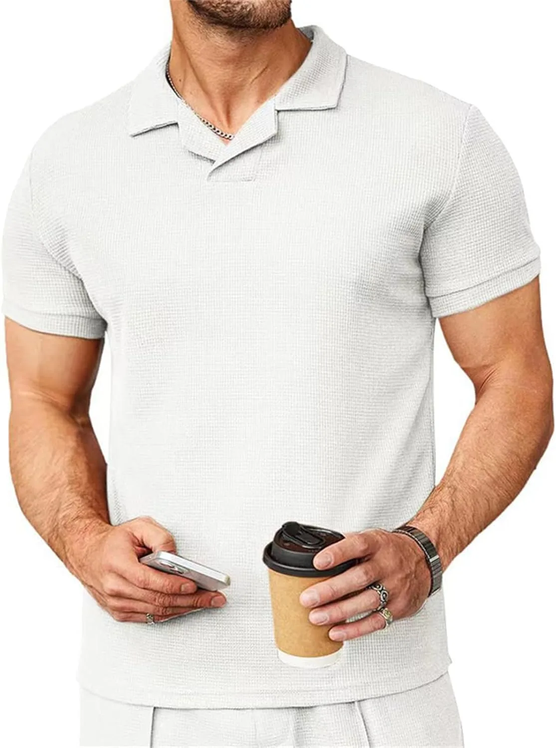 Мужская поло с вафельной фактурой V-образный вырез короткий рукав Weinexra
Мужская поло с вафельной фактурой V-образный вырез короткий рукав Weinexra