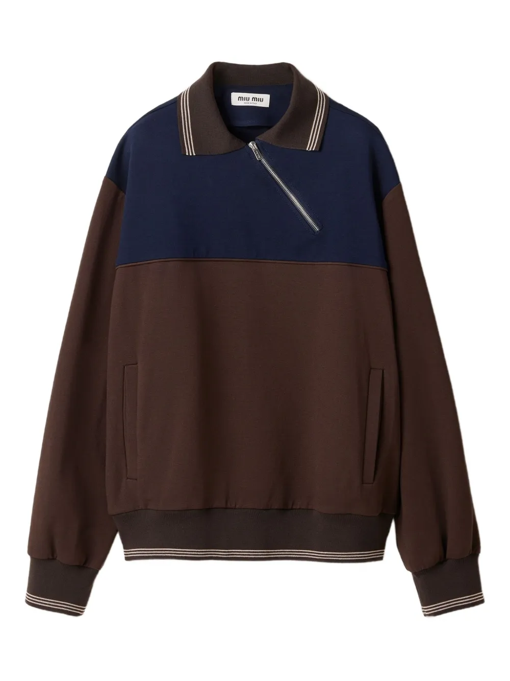 Толстовка на молнии с воротником поло MIU MIU, коричневый 
Толстовка на молнии с воротником поло MIU MIU, коричневый