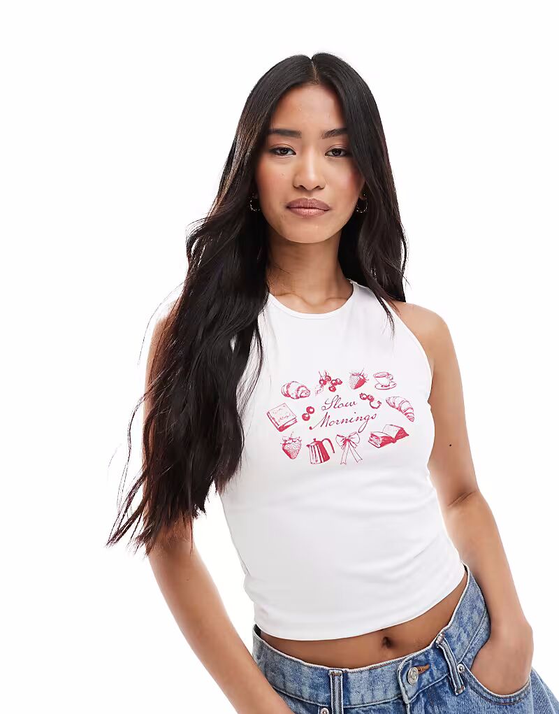 Белый топ-майка Miss Selfridge Slow Morning с графическим принтом
Белый топ-майка Miss Selfridge Slow Morning с графическим принтом