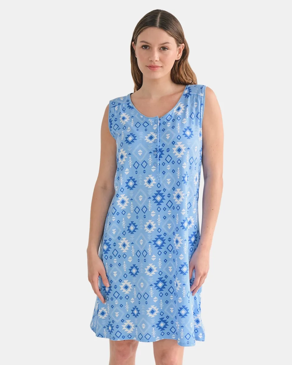 Ночная рубашка без рукавов с геометрическим принтом Massana, синий
Ночная рубашка без рукавов с геометрическим принтом Massana, синий