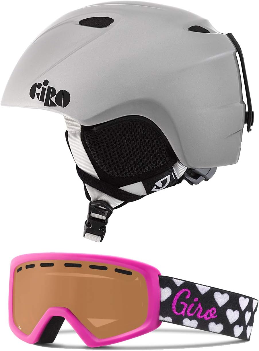 Детский комплект шлема для сноуборда и лыж Giro Slingshot, Matte Silver Magenta Hearts
Детский комплект шлема для сноуборда и лыж Giro Slingshot, Matte Silver Magenta Hearts