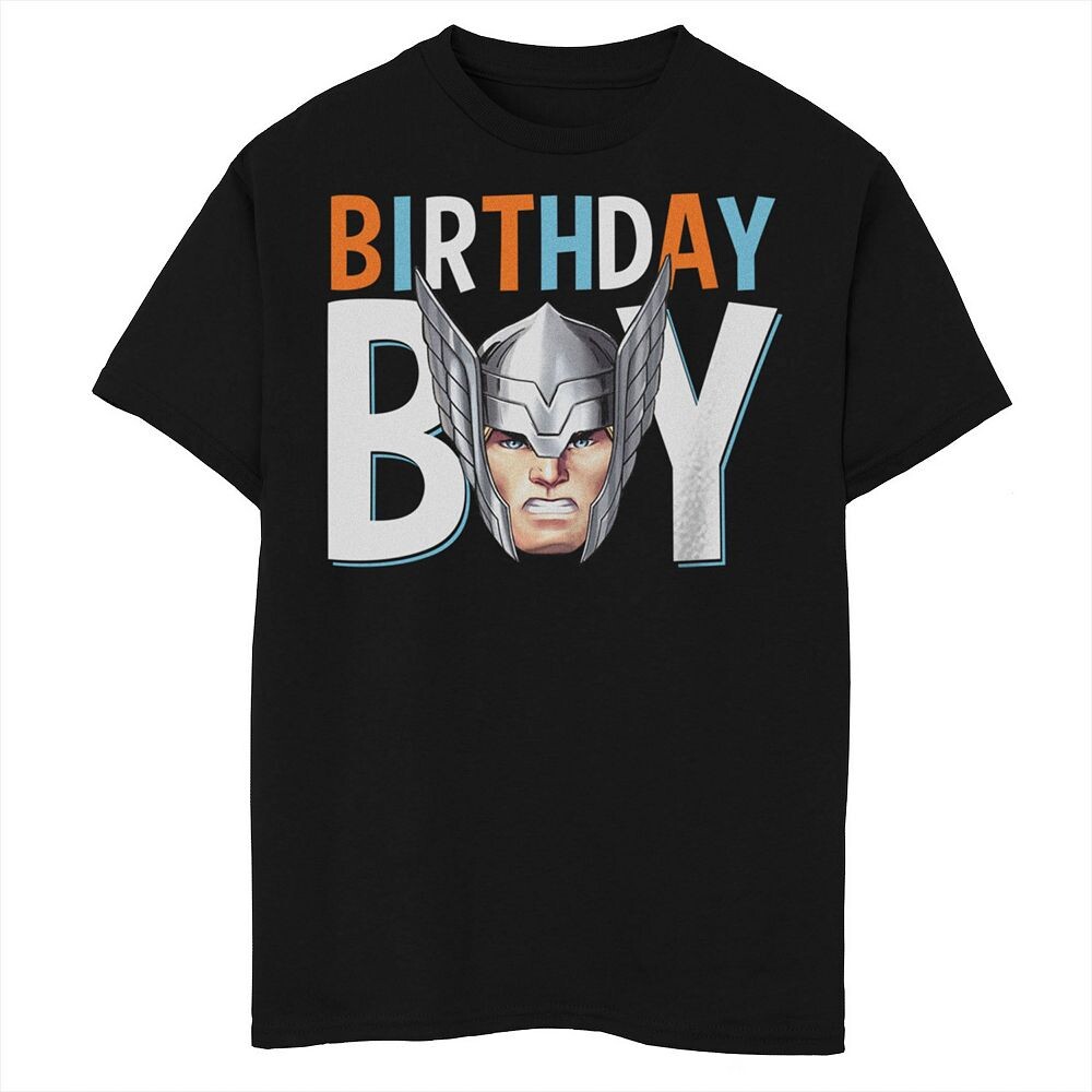 Футболка с рисунком для мальчиков 8–20 лет, шлем для именинника «Марвел Мстители Тор» Marvel, черный