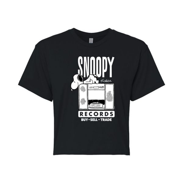 Укороченная футболка Juniors Peanuts Snoopy Records Licensed Character, черный 
Укороченная футболка Juniors Peanuts Snoopy Records Licensed Character, черный
