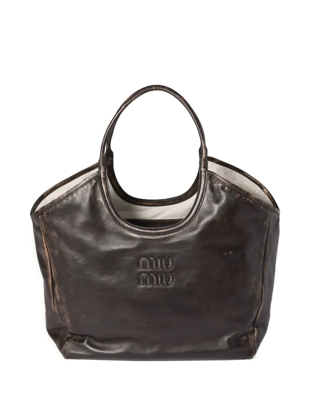 Сумка-тоут Ivy с логотипом MIU MIU, коричневый 
Сумка-тоут Ivy с логотипом MIU MIU, коричневый