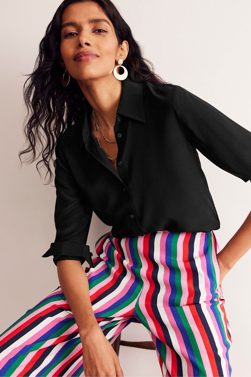 Шелковая рубашка цвета сиенны Boden, черный
Шелковая рубашка цвета сиенны Boden, черный