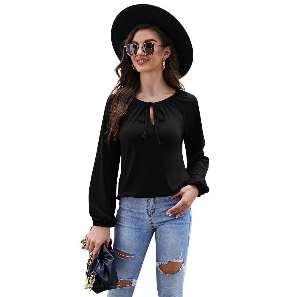 Женские топы с длинными рукавами-фонариками, рубашки с V-образным вырезом на шнуровке, топ-туника, повседневная свободная блузка Kojooin, черный
Женские топы с длинными рукавами-фонариками, рубашки с V-образным вырезом на шнуровке, топ-туника, повседневная свободная блузка Kojooin, черный