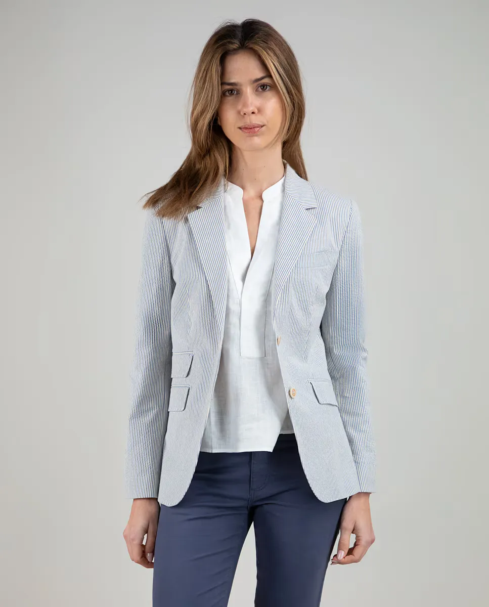 Женский полосатый хлопковый блейзер El Ganso, синий
Женский полосатый хлопковый блейзер El Ganso, синий