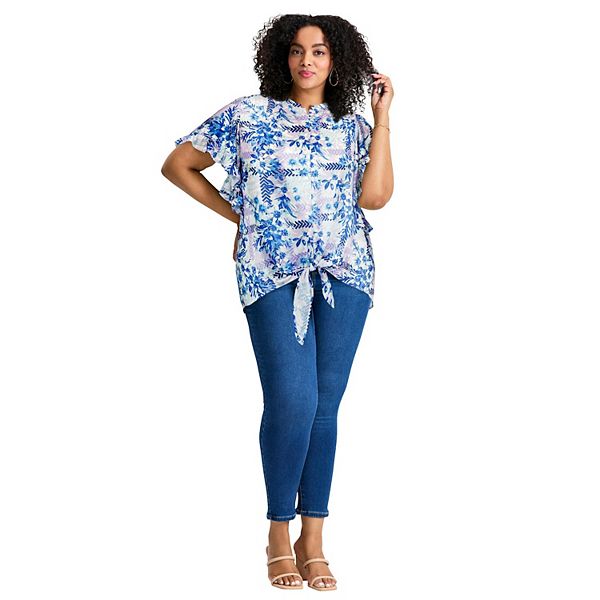 Блузка с рукавами-шарфом и завязкой спереди для женщин plus size Avenue, Purple Tropical Oasis
Блузка с рукавами-шарфом и завязкой спереди для женщин plus size Avenue, Purple Tropical Oasis