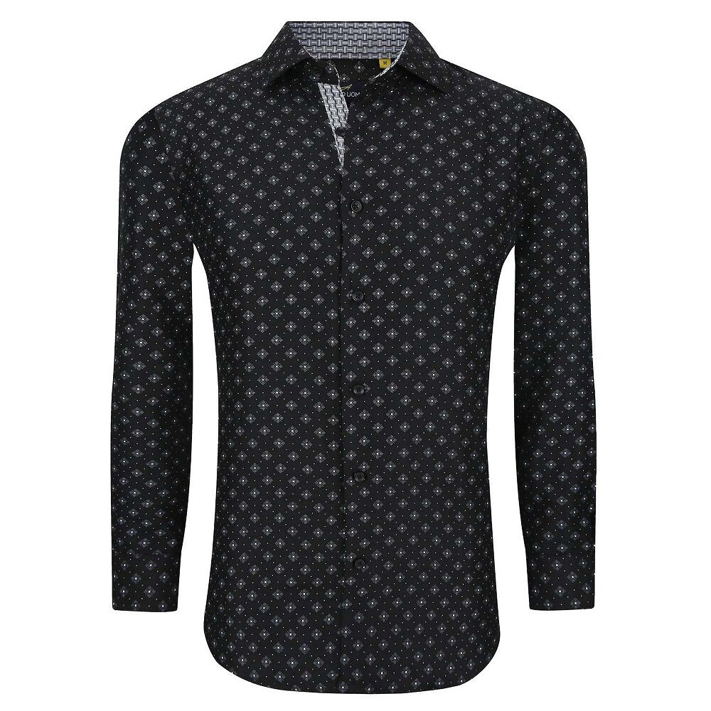 Azaro Uomo Для мужчин приталенный крой, эластичный в четырех направлениях, с длинными рукавами и геометрическим рисунком, на пуговицах, черный
Azaro Uomo Для мужчин приталенный крой, эластичный в четырех направлениях, с длинными рукавами и геометрическим рисунком, на пуговицах, черный