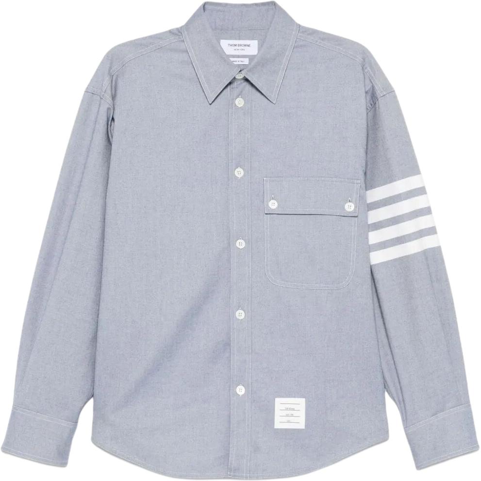 Фланелевая рубашка с четырьмя полосами Thom Browne, серый
Фланелевая рубашка с четырьмя полосами Thom Browne, серый