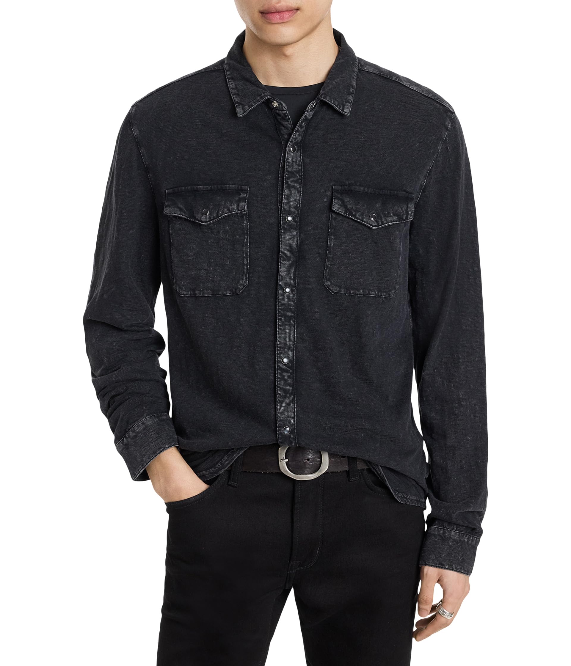 Рубашка John Varvatos ARVON WESTERN SHIRT, цвет Mineral Black 
Рубашка John Varvatos ARVON WESTERN SHIRT, цвет Mineral Black