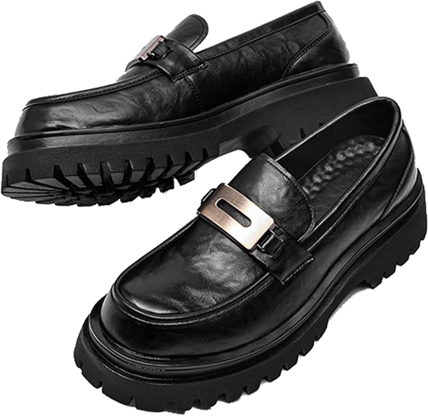 Мужские кожаные массивные лоферы на платформе с металлическим декором, подошвой с протектором, без шнурков, нескользящие, повседневные и офисные туфли Tznbgge, черный
Мужские кожаные массивные лоферы на платформе с металлическим декором, подошвой с протектором, без шнурков, нескользящие, повседневные и офисные туфли Tznbgge, черный