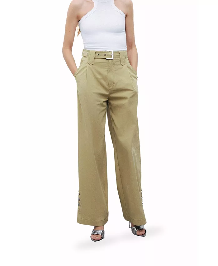 Женские брюки с поясом и металлической пряжкой NOCTURNE, зеленый
Женские брюки с поясом и металлической пряжкой NOCTURNE, зеленый