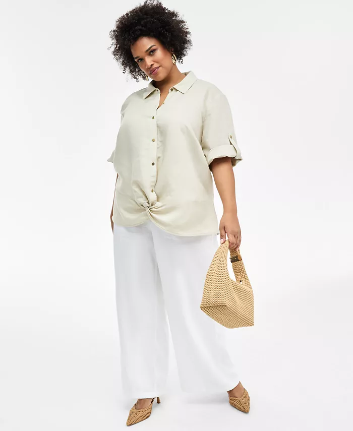 Женская блуза с асимметричным подолом из льняной смеси больших размеров I.N.C. International Concepts, коричневый/бежевый
Женская блуза с асимметричным подолом из льняной смеси больших размеров I.N.C. International Concepts, коричневый/бежевый