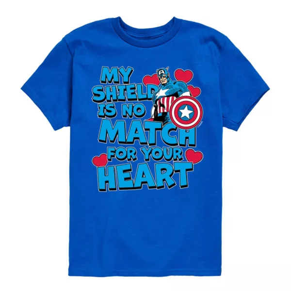 Футболка с коротким рукавом и принтом «Капитан Америка: мой щит не сравнится с твоим сердцем» для мальчиков 8–20 лет Marvel, синий
Футболка с коротким рукавом и принтом «Капитан Америка: мой щит не сравнится с твоим сердцем» для мальчиков 8–20 лет Marvel, синий