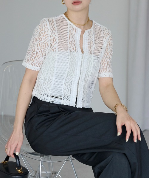 Топ из кружева и сетки R., белый
Топ из кружева и сетки R., белый