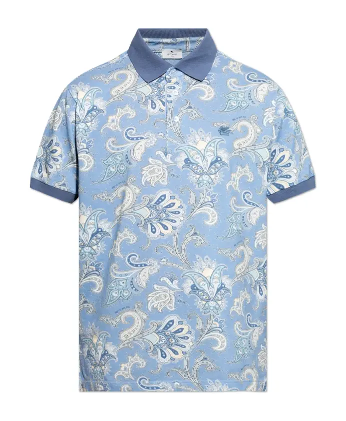 Хлопковая рубашка-поло с декоративным узором Etro, синий
Хлопковая рубашка-поло с декоративным узором Etro, синий