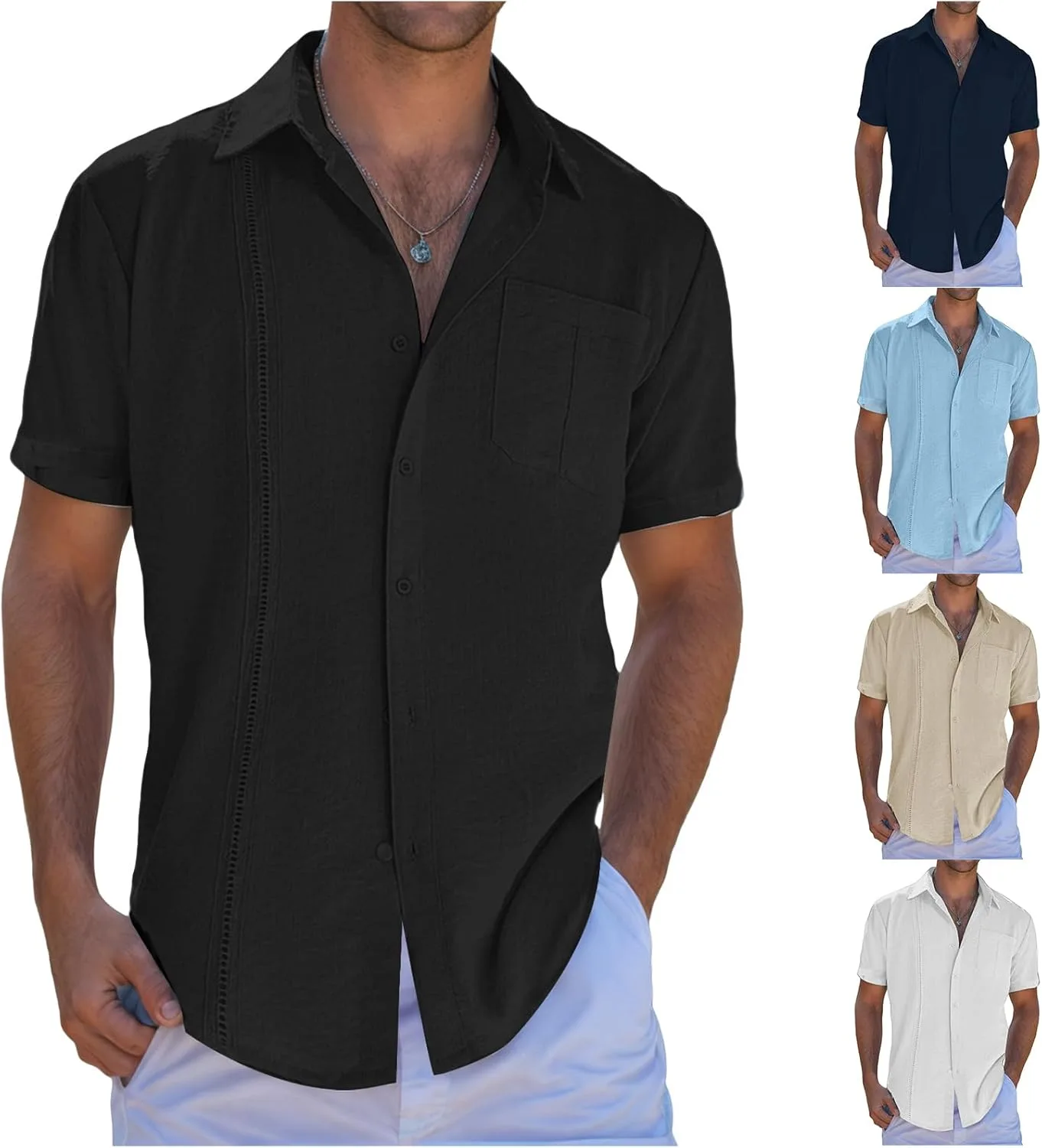 Мужская хлопковая льняная рубашка с коротким рукавом Thatrich
Мужская хлопковая льняная рубашка с коротким рукавом Thatrich