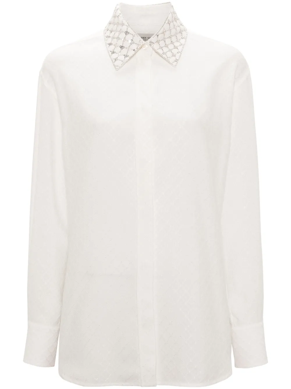 Жаккардовая рубашка с декорированным воротником GOLDEN GOOSE, белый
Жаккардовая рубашка с декорированным воротником GOLDEN GOOSE, белый