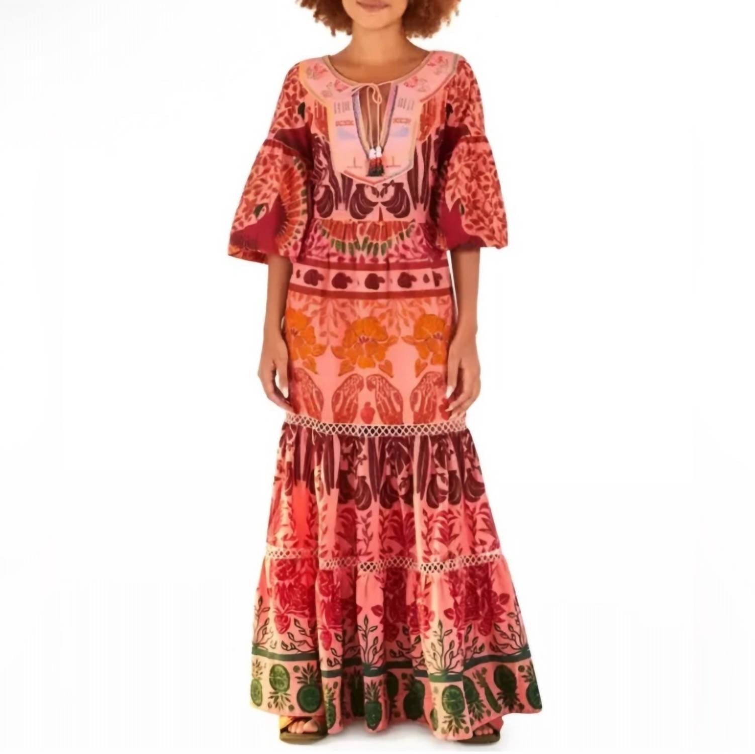 Ainika Print Платье макси с попугаями в мультиколоре FARM Rio 
Ainika Print Платье макси с попугаями в мультиколоре FARM Rio
