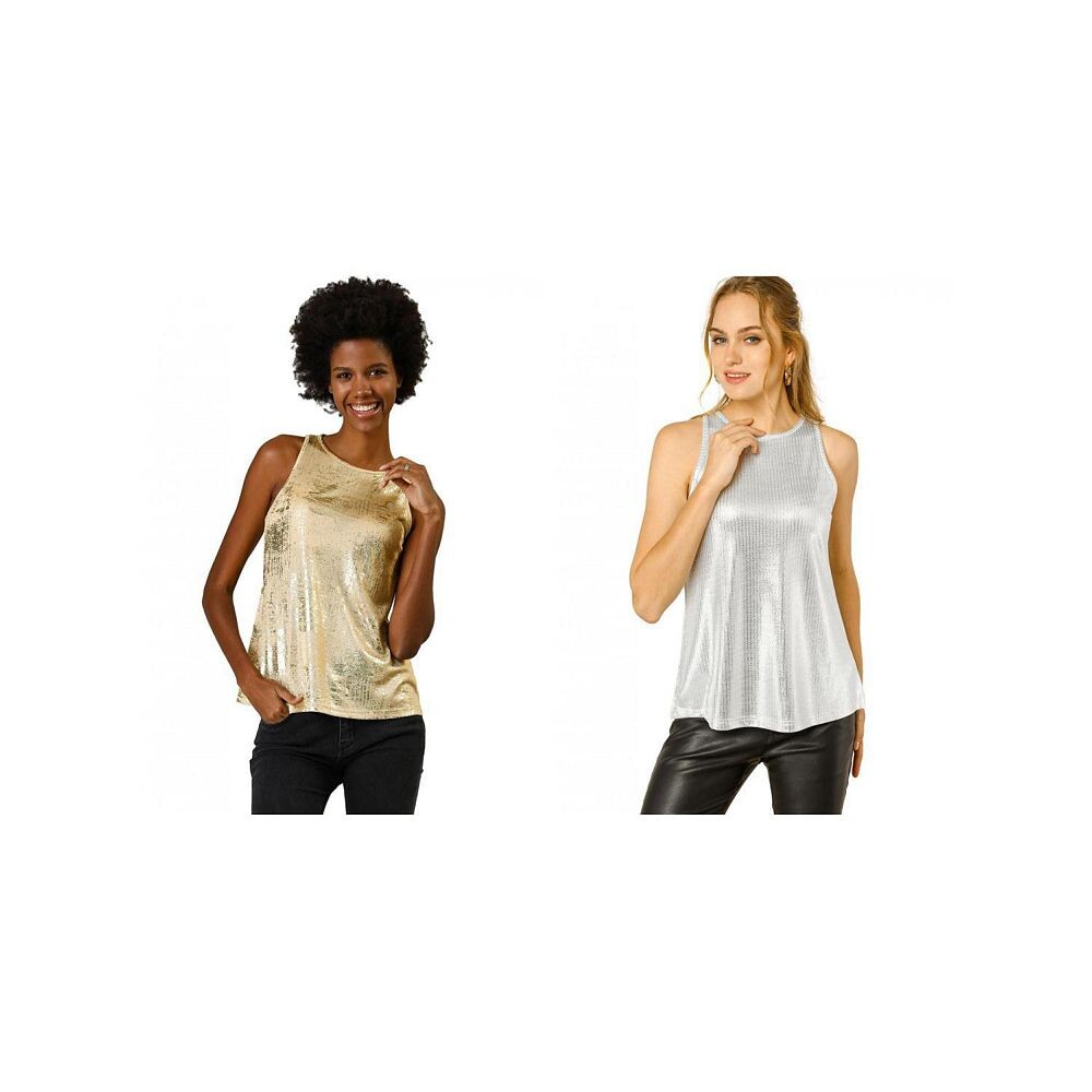 Комплект из 2 женских топов без рукавов с круглым вырезом металлизированного цвета ALLEGRA K, цвет Gold Light Silver
Комплект из 2 женских топов без рукавов с круглым вырезом металлизированного цвета ALLEGRA K, цвет Gold Light Silver