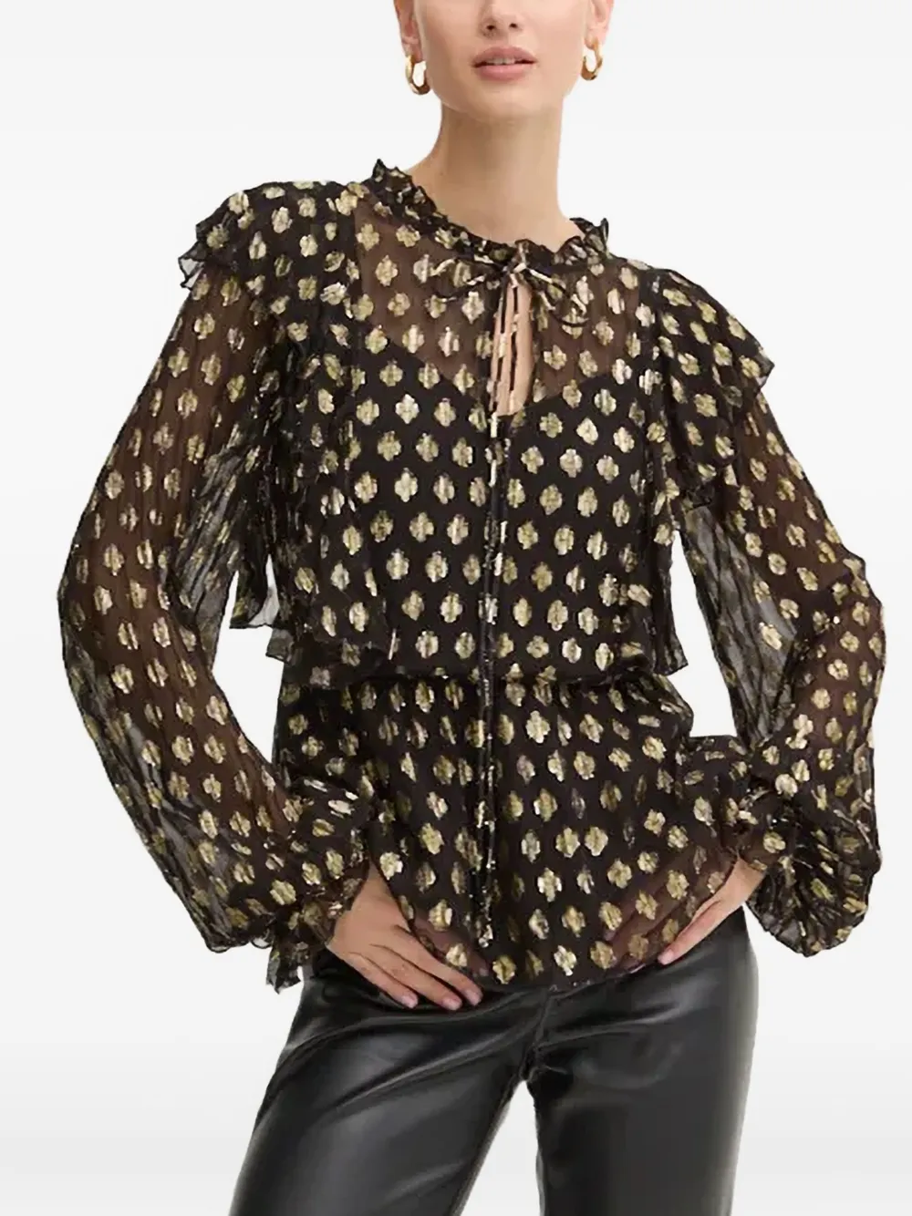 Блузка с оборками и геометричным принтом NEVER FULLY DRESSED, черный
Блузка с оборками и геометричным принтом NEVER FULLY DRESSED, черный