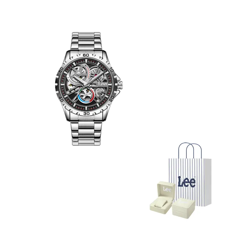 Мужские часы с механическим механизмом, стальным браслетом и скелетонизированным циферблатом Lee
Мужские часы с механическим механизмом, стальным браслетом и скелетонизированным циферблатом Lee