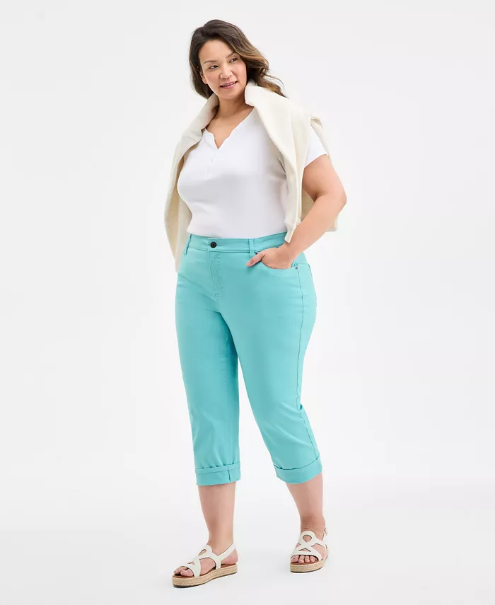 Джинсы-капри с закатанными манжетами для полных женщин Curvy Roll-Cuff Capri Style & Co, синий
Джинсы-капри с закатанными манжетами для полных женщин Curvy Roll-Cuff Capri Style & Co, синий