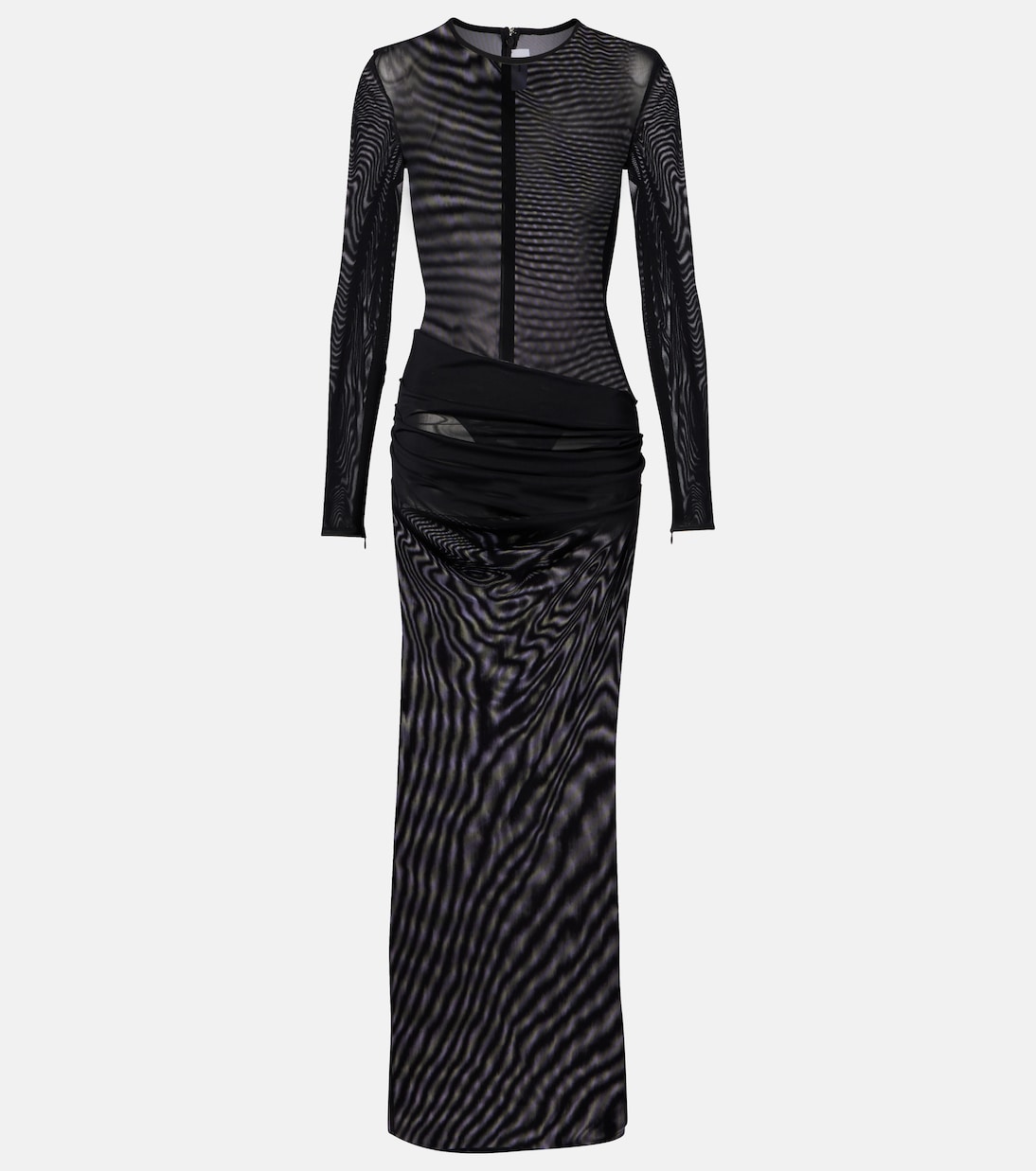 Рушированное платье из прозрачной сетки Alex Perry, черный
Рушированное платье из прозрачной сетки Alex Perry, черный