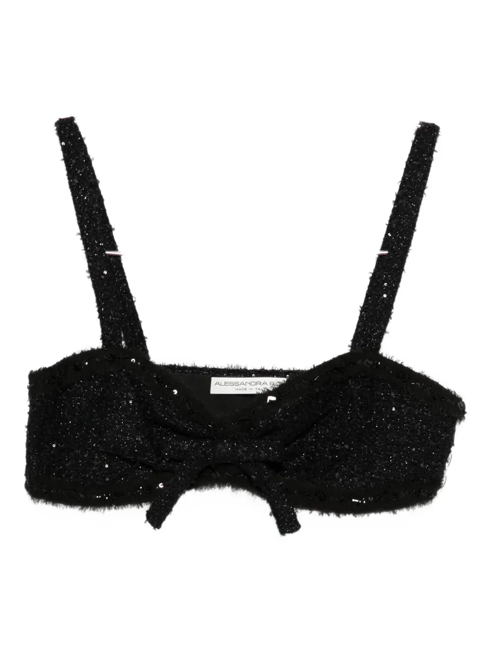 Топ с бантом, украшенный пайетками Alessandra Rich, черный
Топ с бантом, украшенный пайетками Alessandra Rich, черный
