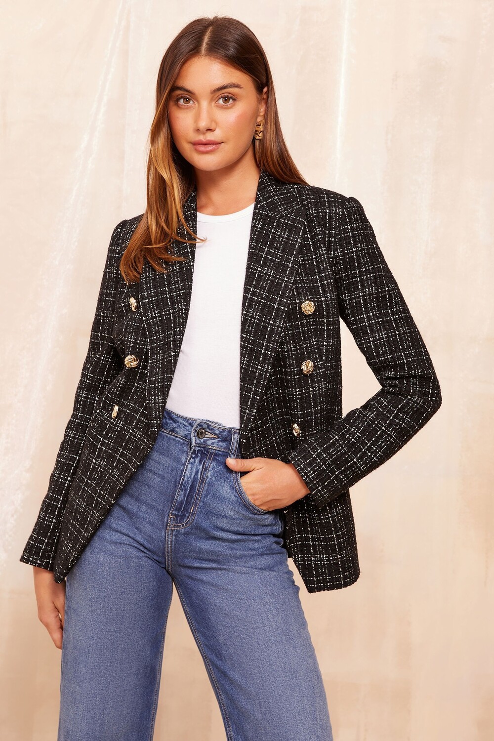 Двубортный блейзер из букле Friends Like These, черный
Двубортный блейзер из букле Friends Like These, черный