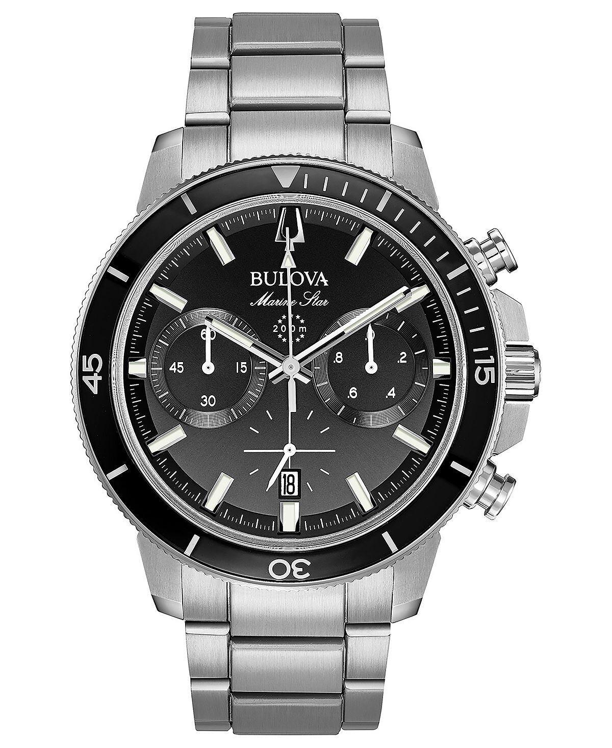 Мужские часы-хронограф Marine Star с браслетом из нержавеющей стали, 45 мм Bulova 
Мужские часы-хронограф Marine Star с браслетом из нержавеющей стали, 45 мм Bulova