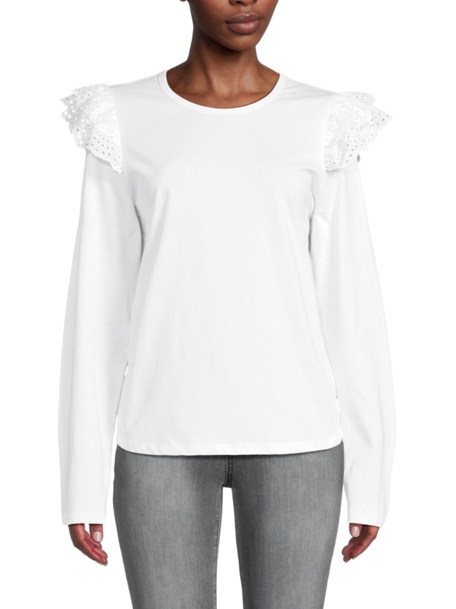 Топ с оборками и люверсами на рукавах Joe's Jeans, белый
Топ с оборками и люверсами на рукавах Joe's Jeans, белый