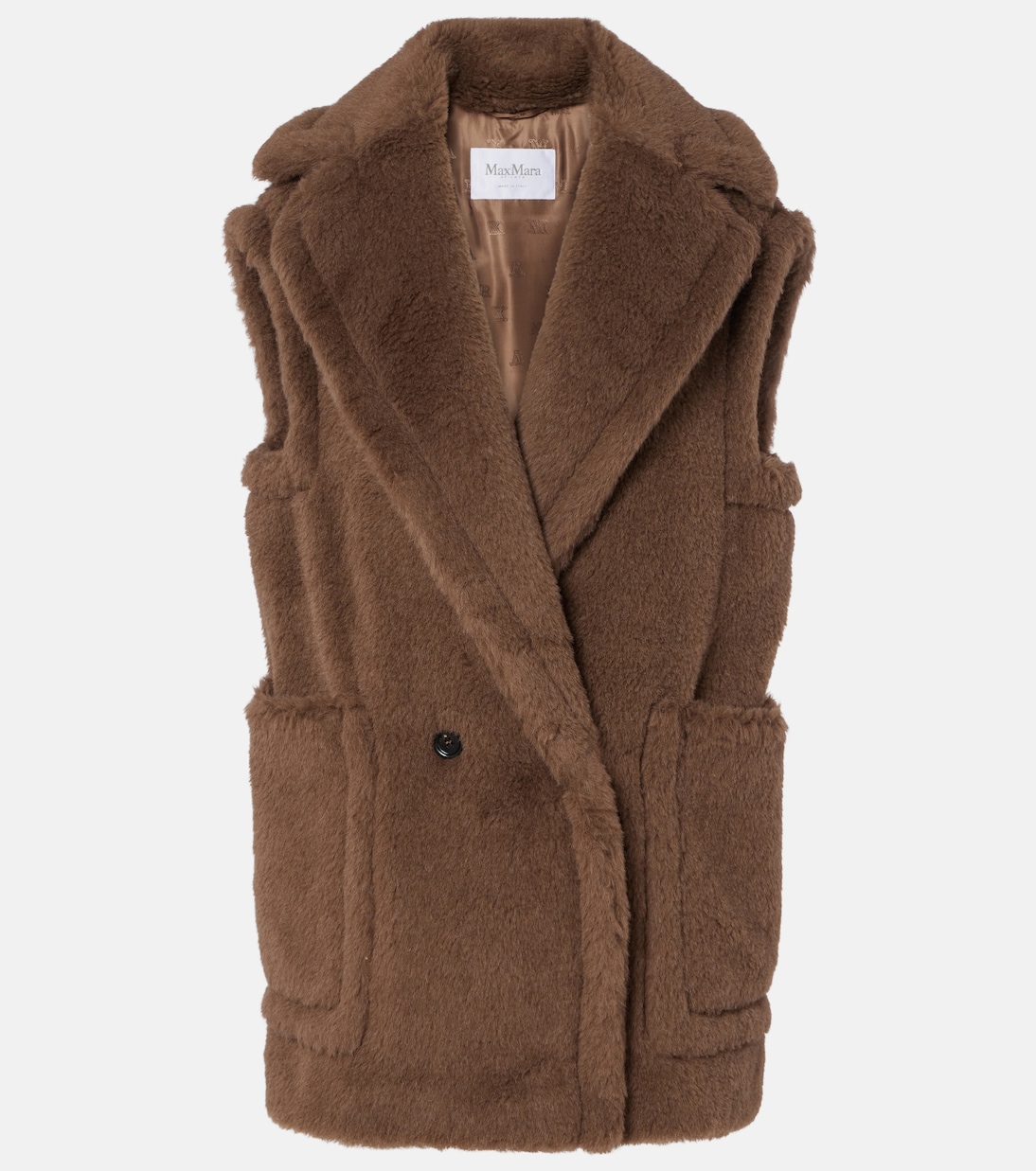 Жилет Тедди из альпаки, шерсти и шелка Max Mara, Cacha Scuro
Жилет Тедди из альпаки, шерсти и шелка Max Mara, Cacha Scuro