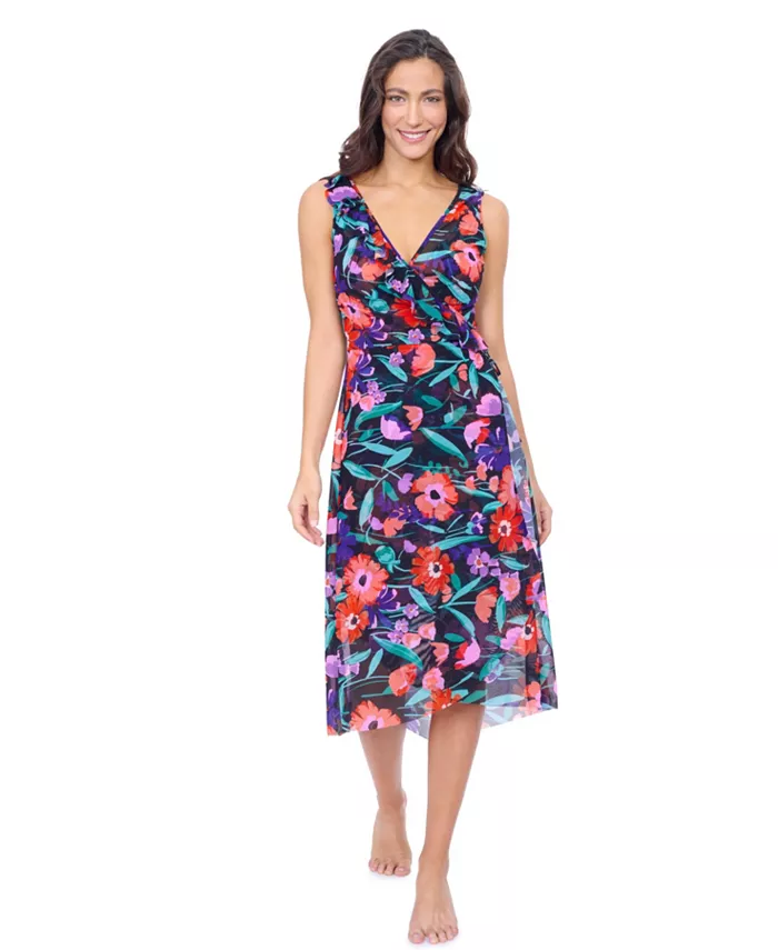 Женское платье-халат Marguerite с V-образным вырезом, асимметричными оборками и сетчатой отделкой Profile by Gottex, черный
Женское платье-халат Marguerite с V-образным вырезом, асимметричными оборками и сетчатой отделкой Profile by Gottex, черный