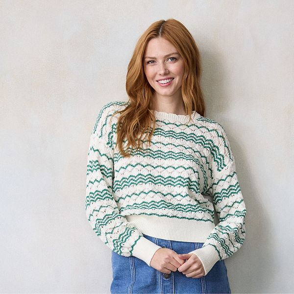 Женский пуловер с ажурным узором Lc Lauren Conrad, Green Maeve Stripe
Женский пуловер с ажурным узором Lc Lauren Conrad, Green Maeve Stripe