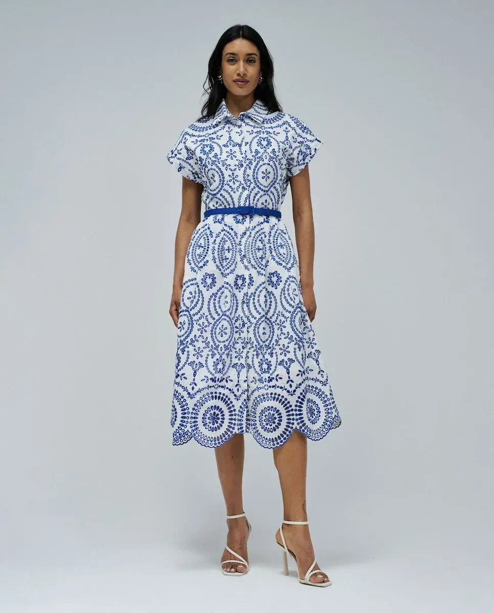 Рубашечное платье с английской вышивкой Salsa Jeans, белый/синий
Рубашечное платье с английской вышивкой Salsa Jeans, белый/синий