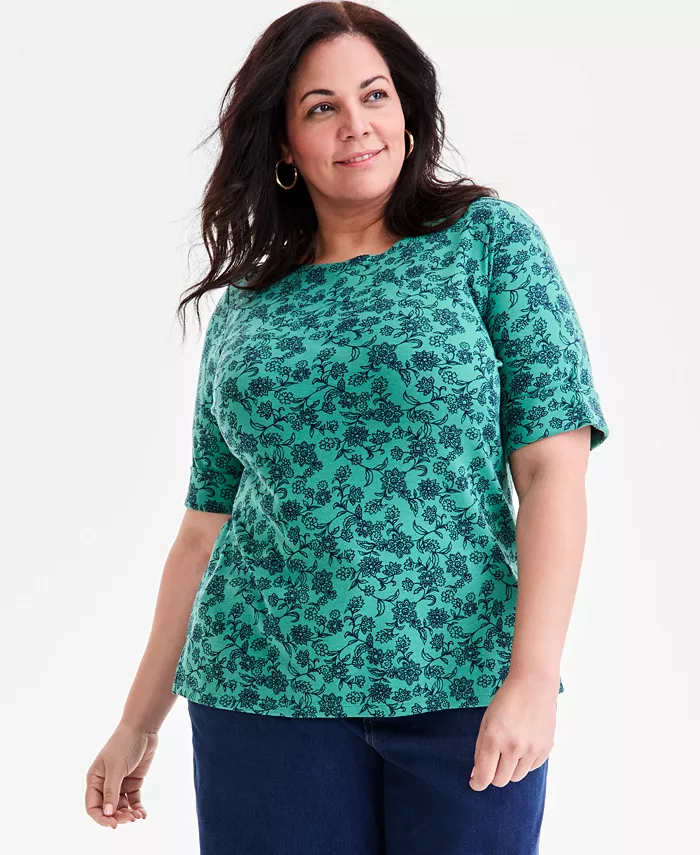 Трикотажный топ с принтом и рукавами до локтя больших размеров Style & Co, зеленый
Трикотажный топ с принтом и рукавами до локтя больших размеров Style & Co, зеленый