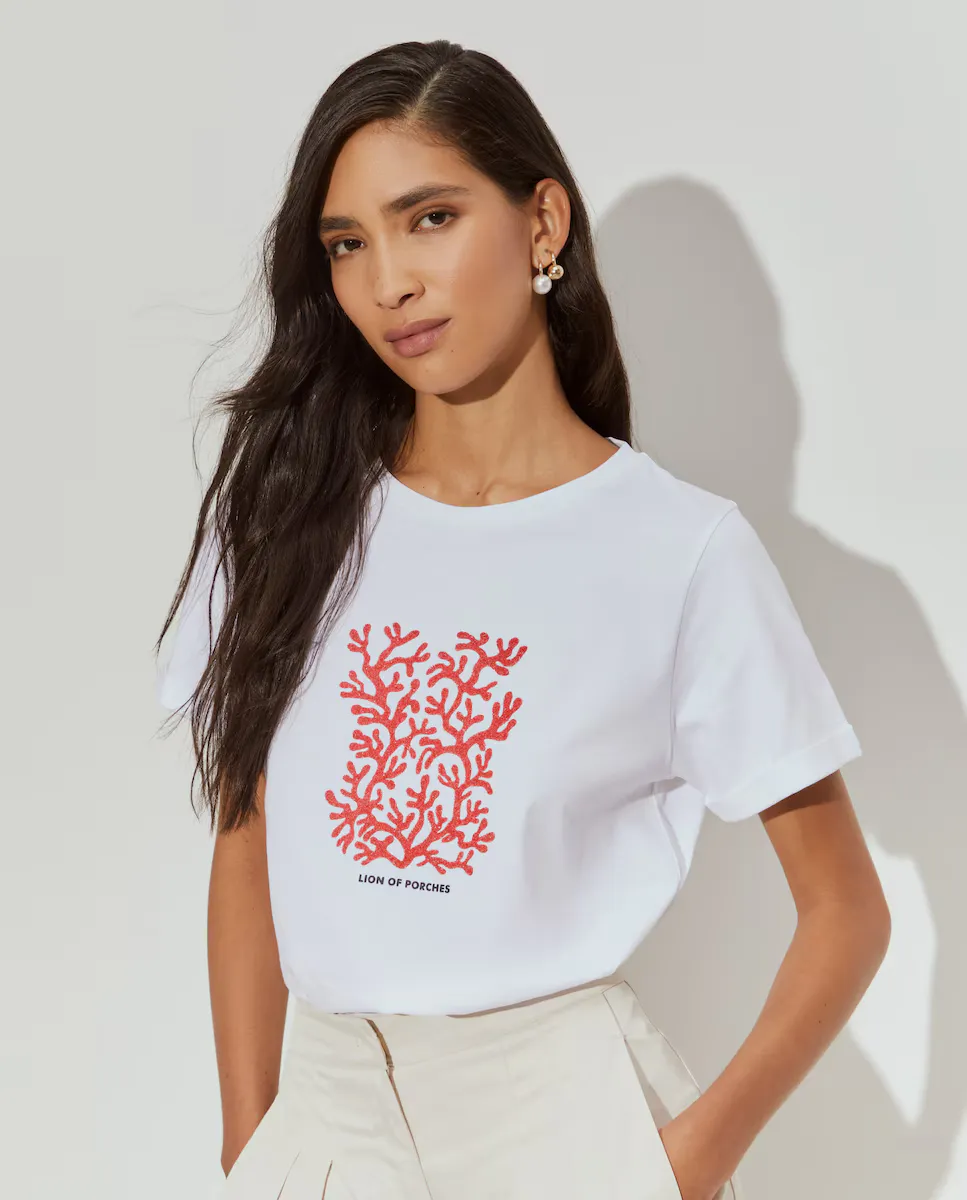 Женская хлопковая футболка с принтом спереди Lion of Porches, белый
Женская хлопковая футболка с принтом спереди Lion of Porches, белый