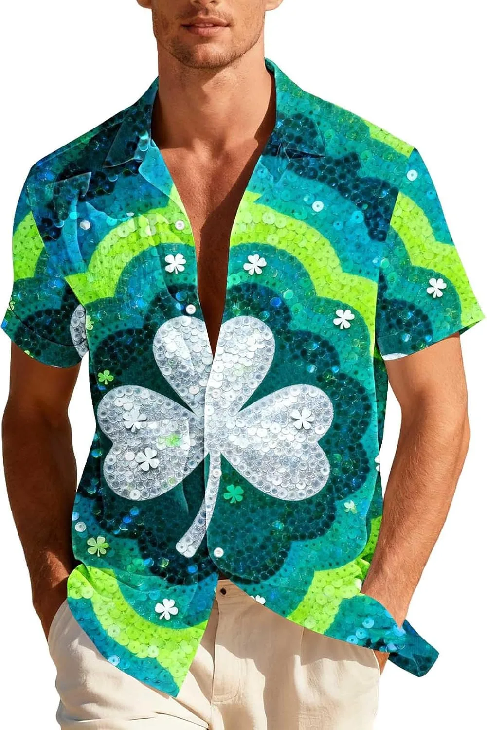 Футболка гавайская мужская St Patrick's Day с принтом Shamrock SHOPESSA
Футболка гавайская мужская St Patrick's Day с принтом Shamrock SHOPESSA