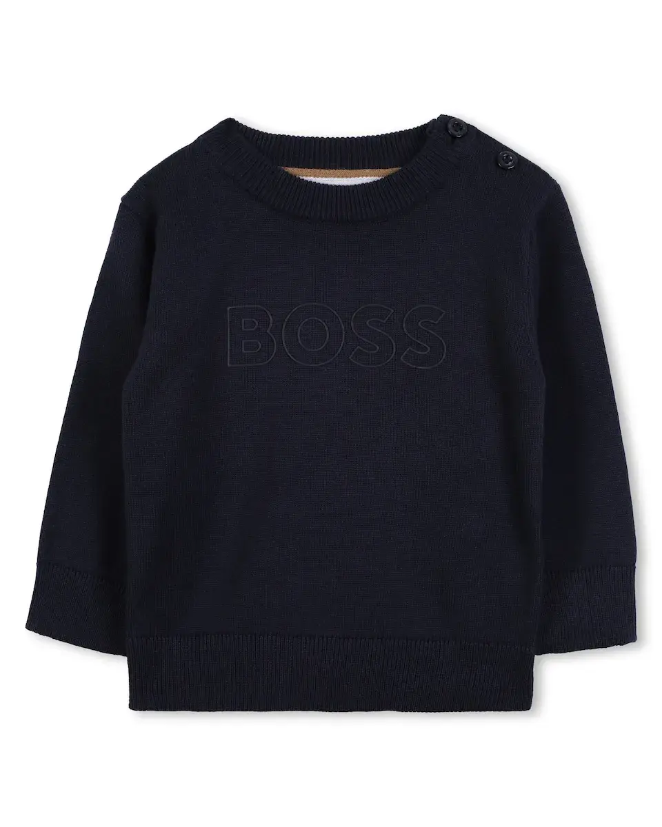 Детский хлопковый джемпер с логотипом спереди BOSS Kidswear, темно-синий
Детский хлопковый джемпер с логотипом спереди BOSS Kidswear, темно-синий