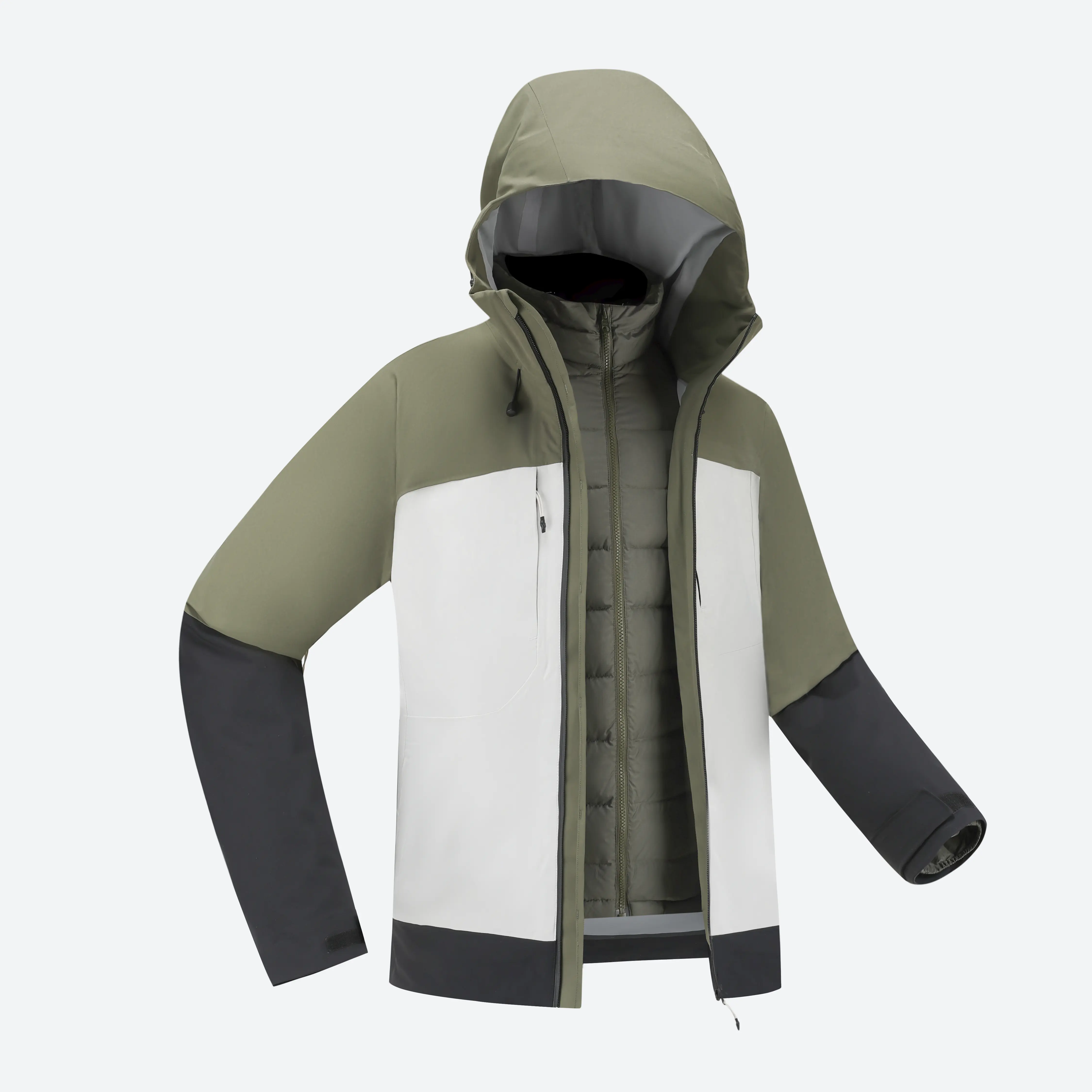 Зелёная мужская трёхслойная утеплённая пуховая куртка для походов Quechua MH900
Зелёная мужская трёхслойная утеплённая пуховая куртка для походов Quechua MH900