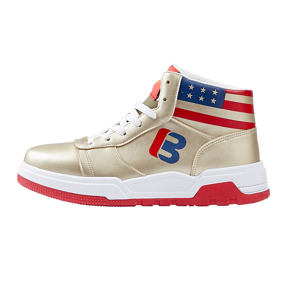 Баскетбольные кроссовки унисекс с высоким верхом золото/бело/красный Bear Union 
Баскетбольные кроссовки унисекс с высоким верхом золото/бело/красный Bear Union