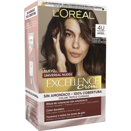 L'Oréal Paris Excellence Creme Universal Nudes 4U коричневая краска для волос
L'Oréal Paris Excellence Creme Universal Nudes 4U коричневая краска для волос