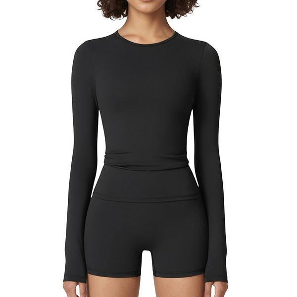 Женский облегающий топ с длинным рукавом, манжетами для большого пальца и круглым вырезом Anna-Kaci, Black
Женский облегающий топ с длинным рукавом, манжетами для большого пальца и круглым вырезом Anna-Kaci, Black