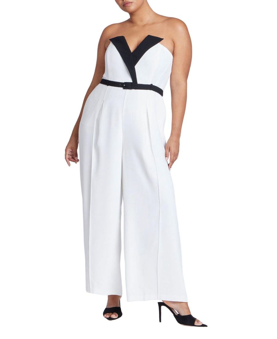 Женский комбинезон-смокинг больших размеров ELOQUII, White with black
Женский комбинезон-смокинг больших размеров ELOQUII, White with black