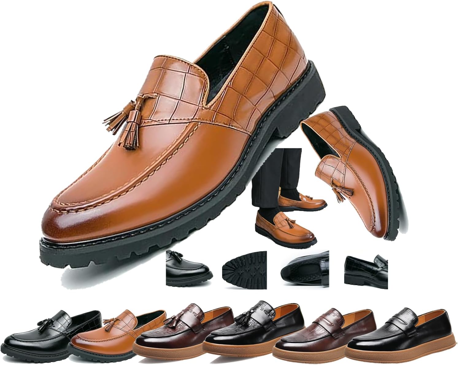 Мужские кожаные лоферы с кисточками в клетку, ретро с круглым носком, удобные нескользящие, на плоской подошве, для свиданий, бизнеса и вечеринок Generic, коричневый
Мужские кожаные лоферы с кисточками в клетку, ретро с круглым носком, удобные нескользящие, на плоской подошве, для свиданий, бизнеса и вечеринок Generic, коричневый