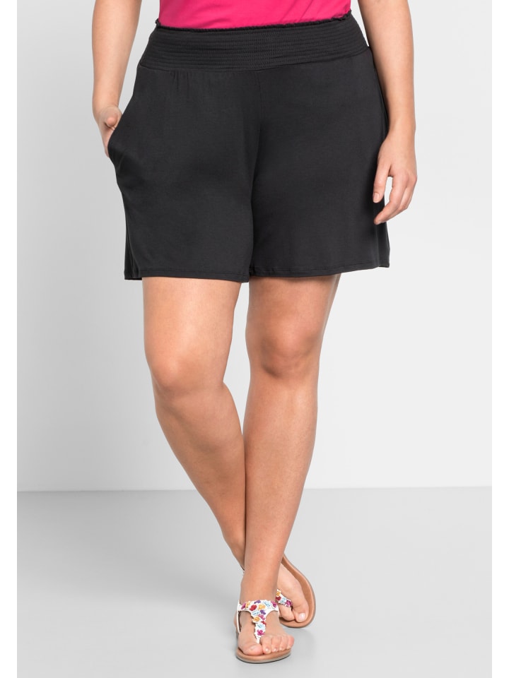 Тканевые шорты sheego, черный
Тканевые шорты sheego, черный