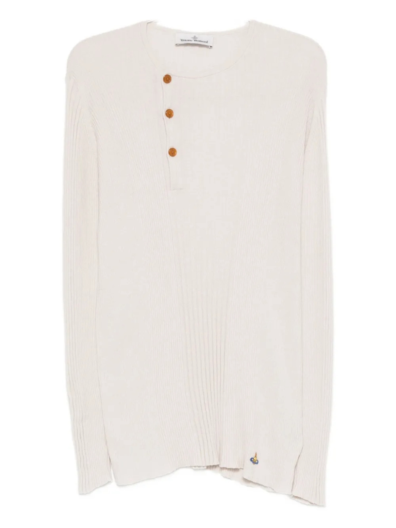 Свитер с ребристым узором и застежкой на пуговицы от Vivienne Westwood, нейтральный 
Свитер с ребристым узором и застежкой на пуговицы от Vivienne Westwood, нейтральный